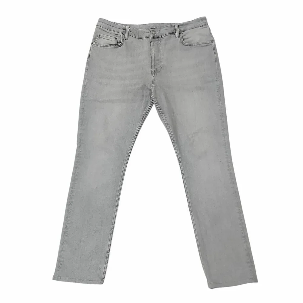 AllSaints Cigarette Skinny Jeans Mens 38x29 Gray Organic Cotton Button Fly